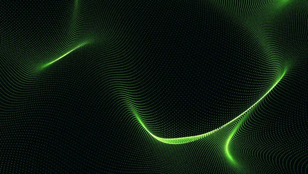 Photo of Trapcode Mir green wave isolated on the black background.