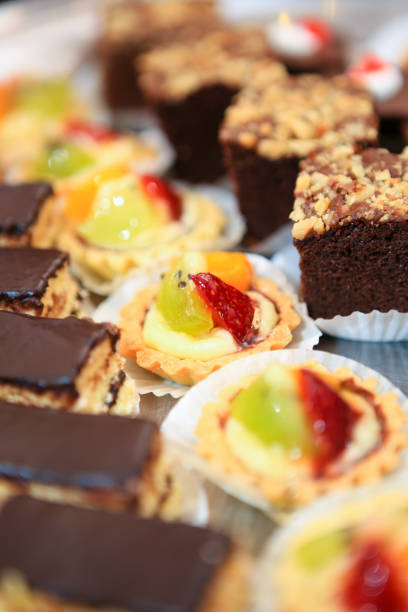 istock Close up of assorted fruit desserts and chocolate cake bites 1466315990