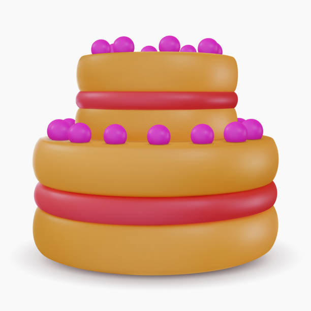 istock Cartoon vector cake in 3d realistic vivid style. Minimal bright design element for birthday, holiday, anniversary celebration. Cute child glossy soft toy icon. Vibrant render illustration. 1466316346