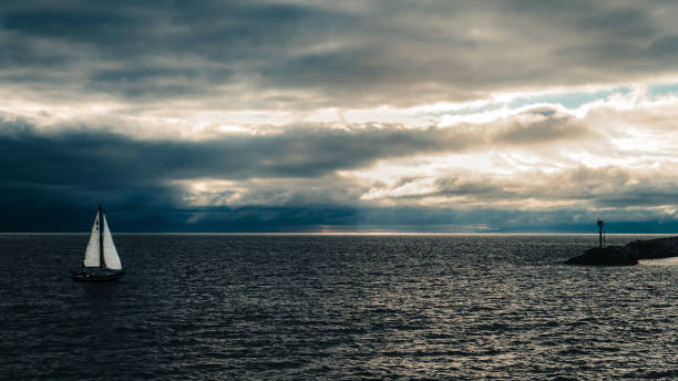 istock Sailing ship on the sea under a stormy sky in the daytime 1466318425