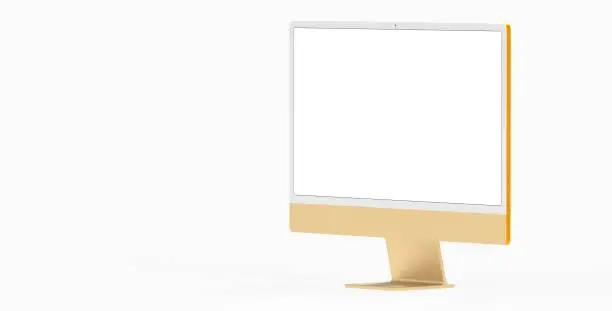 Photo of Copy of Realistic Computer, 3D Monitor, in Imac style isolated. yellow gold