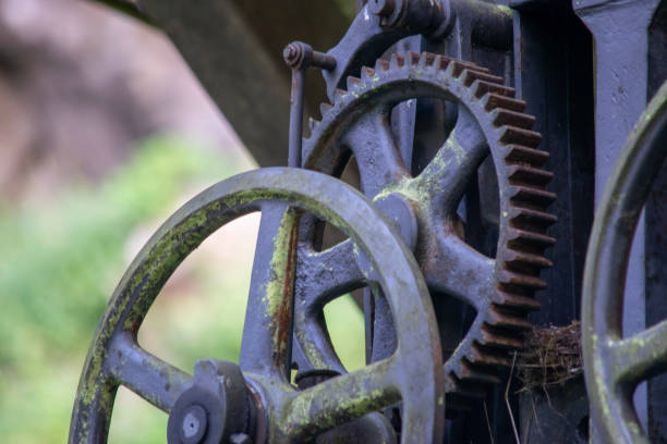 istock Closeup shot of gears with blurred background 1466323539