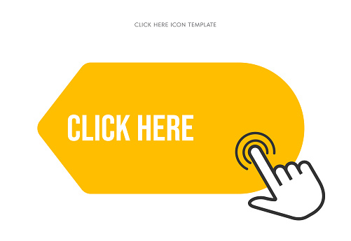 Click here icon. Pointer clicking vector illustration on isolated background. Web button sign business concept. Vector stock illustration