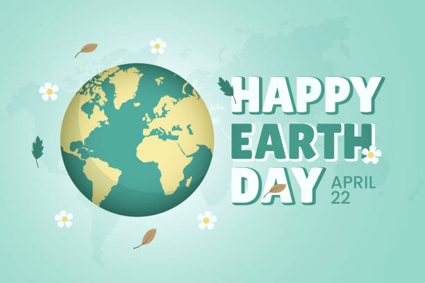illustrazioni stock, clip art, cartoni animati e icone di tendenza di buona giornata della terra 22 aprile banner con globo e fiori foglie illustrazione - earth day