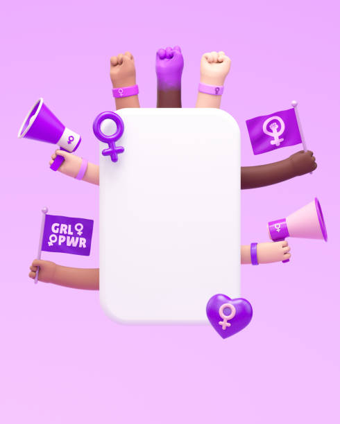 International Womens Day social media post template with text box and activist women's hands in 3d illustration. March 8 for feminism, independence, empowerment, activism for women rights plantilla de publicación en redes sociales del día internacional de la mujer con cuadro de texto y manos de mujeres activistas en ilustración 3d. 8 de marzo por feminismo, independencia, empoderamiento, activismo por los derechos de las mujeres