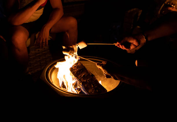istock Fire burning in a bucket on a dark background 1466332725
