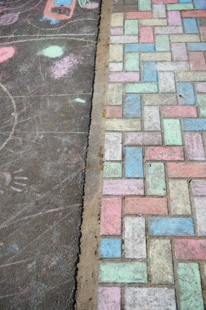istock Ground painted and colored with chalk outdoors 1466334278