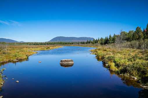 A scenic view of the Baxter State Park with the view of mountains