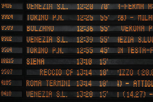 Florence Florence, Italy - September 08, 2022: Departure board in the train station in Florence florence italy airport stock pictures, royalty-free photos & images