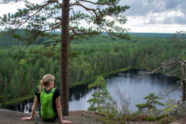 istock Woman hiking in forest 1466346095