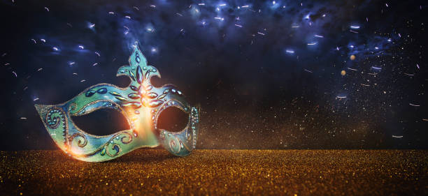 istock Image of elegant venetian mask over glitter background 1466349320