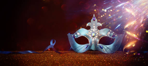 istock Image of elegant venetian mask over glitter background 1466349355