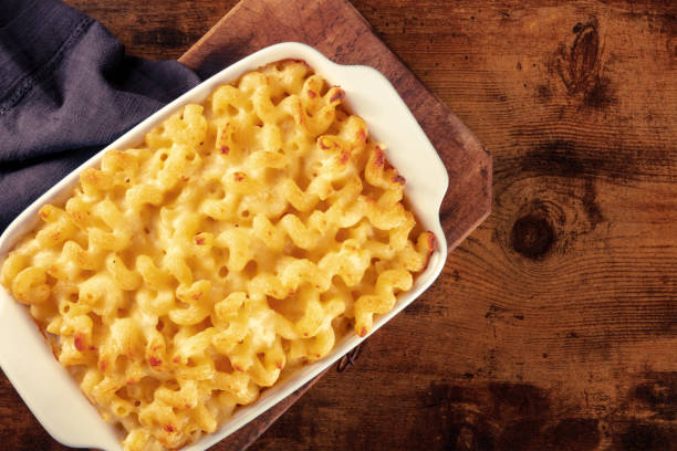 istock Macaroni and cheese pasta in a casserole, shot from the top 1466352143