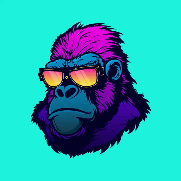Vector illustration of Gorilla head mascot. Vector logo design.