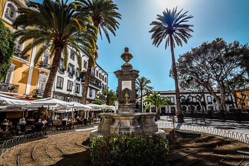 Plaza De Cairasco And It's Monument In Las Palmas de Gran Canaria, Spain