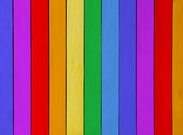 istock Wooden planks in rainbow colors as background 1466363049