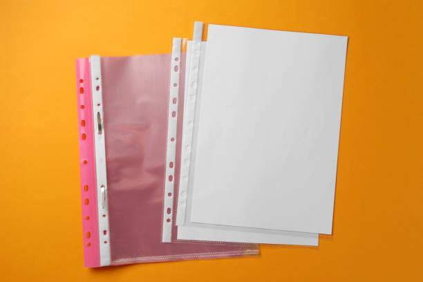 istock File folder with punched pockets on orange background, flat lay 1466363259