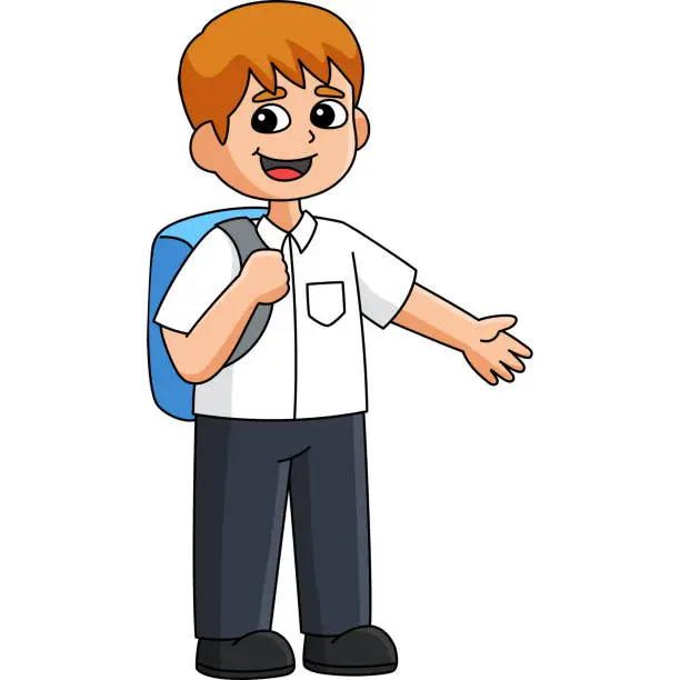 Vector illustration of 100th Day Of School Student with Bag Clipart