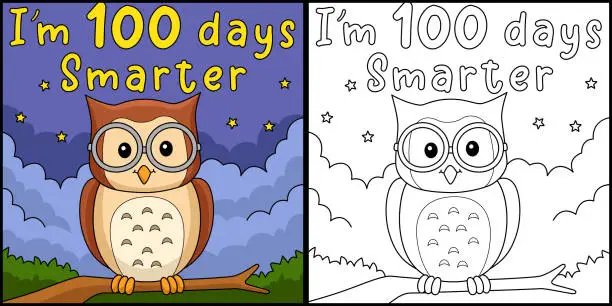 Vector illustration of 100th Day Of School Smarter Owl Illustration