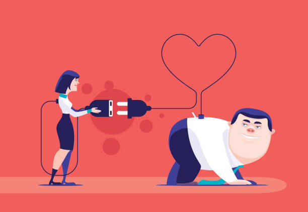 man meeting woman with plug and socket vector illustration of man meeting woman with plug and socket 2 hearts stock illustrations
