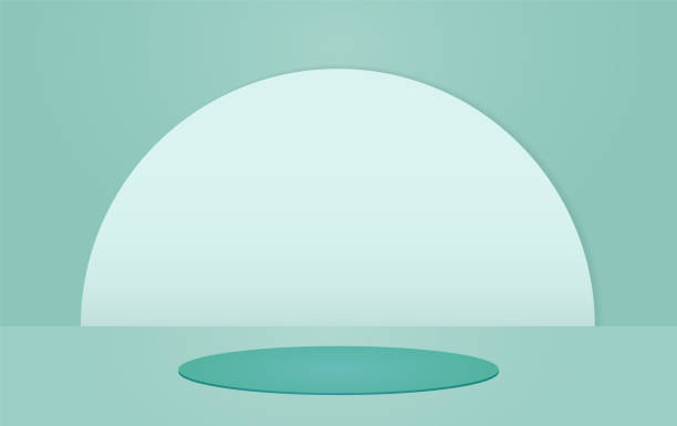 istock Mint green geometrical background with a product podium. 1466372673