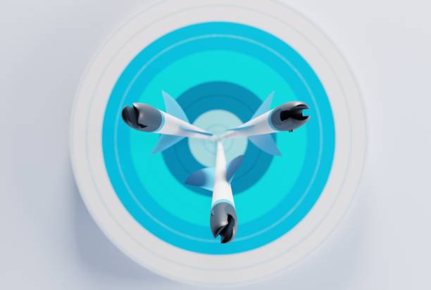 istock Close-up view of the Target with embedded arrows. 1466376906