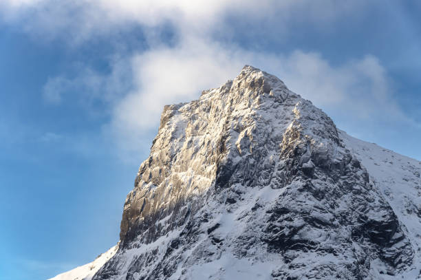 Winter mountain scenery in Lofoten stock photo
