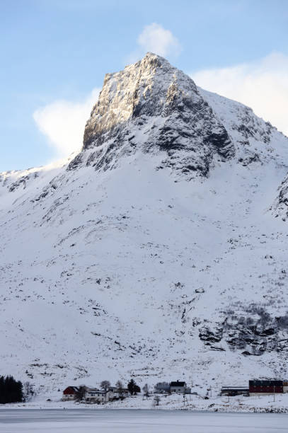 Winter mountain scenery in Lofoten stock photo