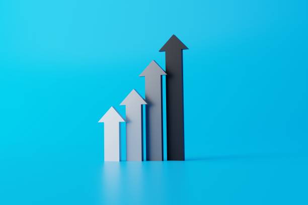 istock Up arrows of different colors. 1466378819