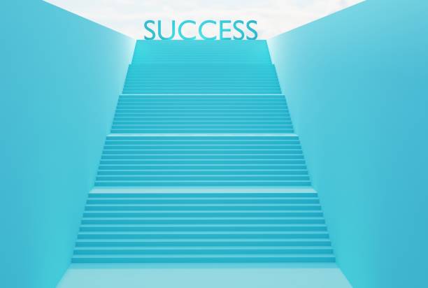 The concept of achieving success after climbing, business and finance, social issues. 3D render, 3D illustration.