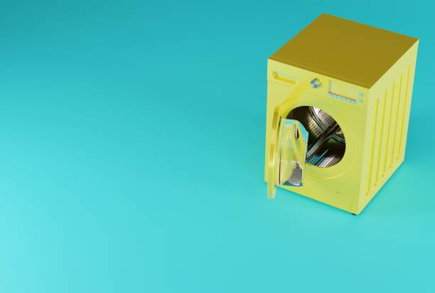 istock Washing machine on a blue pastel background. 1466380920