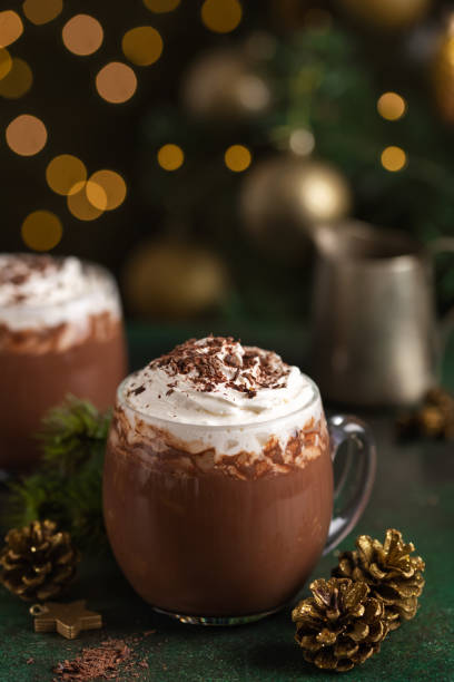 istock Hot chocolate with whipped cream in glass cups 1466384511