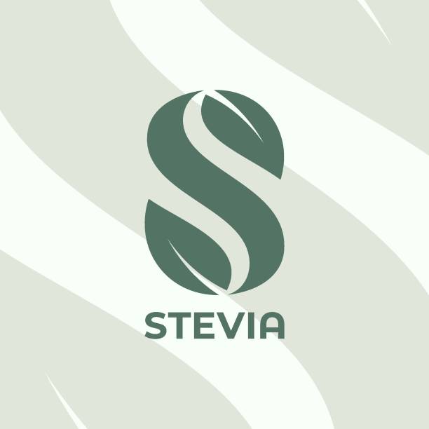 Letter S with green leafs. Stevia on white background vector art illustration