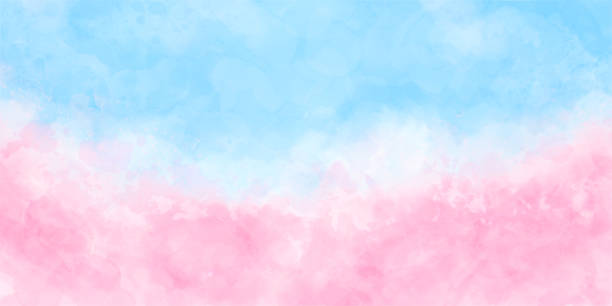 istock cherry blossom trees and blue sky concept watercolor abstract illustration background, bright pastel colors horizontal wallpaper 1466385718