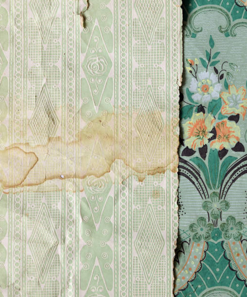 istock Old wallpaper on the wall. Old wallpaper for texture or background. 1466391135