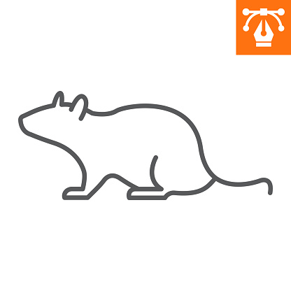 Rat line icon, outline style icon for web site or mobile app, animals and rodent, mouse vector icon, simple vector illustration, vector graphics with editable strokes.