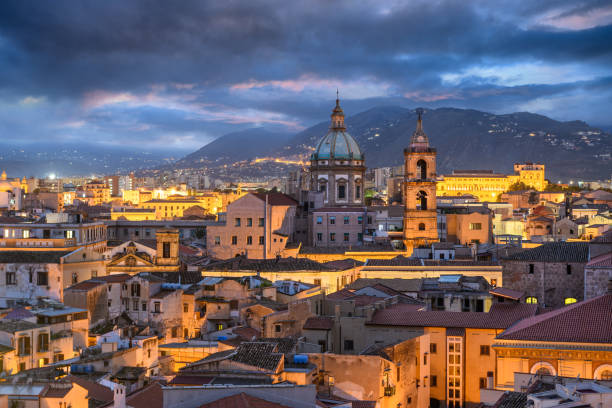 istock Palermo, Sicily Town Skyline with Landmarks 1466393754