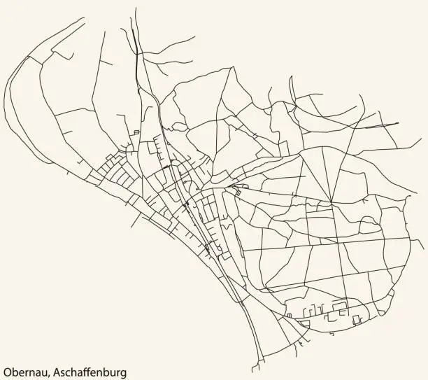 Vector illustration of Street roads map of the OBERNAU BOROUGH, ASCHAFFENBURG