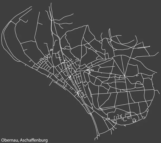 Vector illustration of Street roads map of the OBERNAU BOROUGH, ASCHAFFENBURG