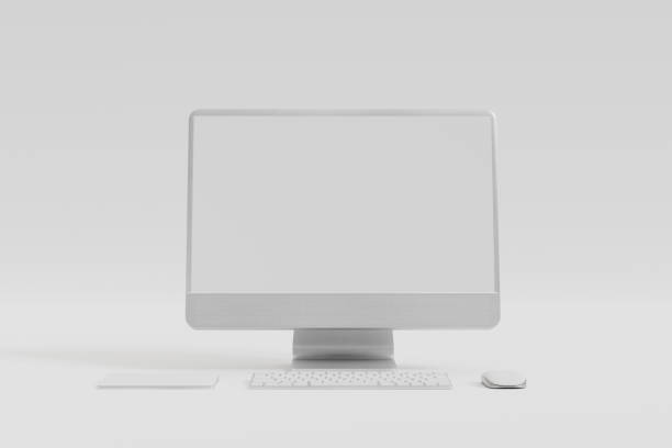 istock 3d Computer monitor, wireless mouse, keyboard float on white background.3d illustration 1466399457