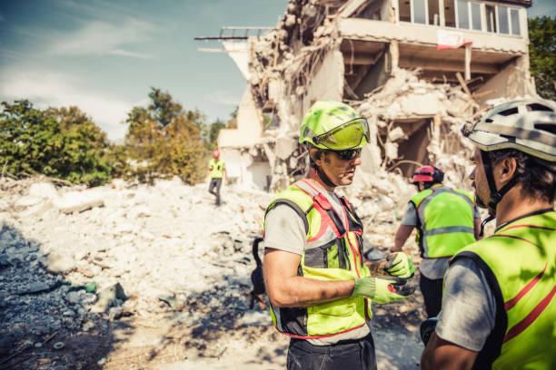istock Rescuer search with help of rescue dog 1466408746