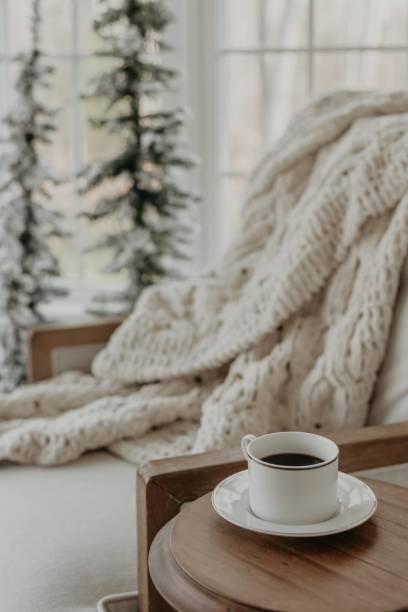 istock Cozy white and gray room with soft blanket 1466408783
