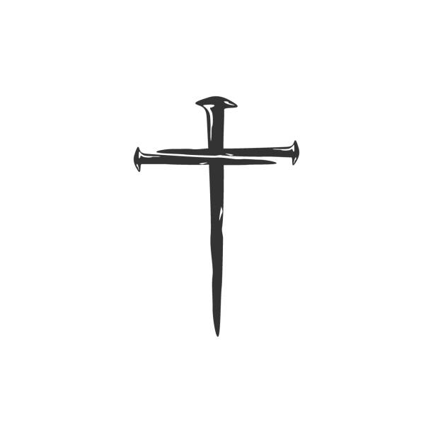 Cross symbol. Crosses made of nails. Vector. Cross symbol. Crosses made of nails. Vector. cross shape stock illustrations