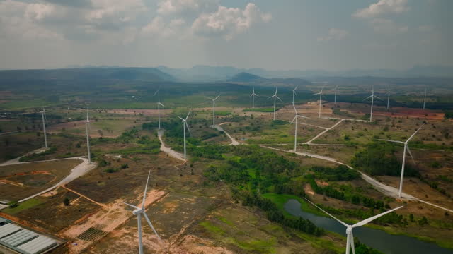 aerial view of a windmill or other alternative energy source