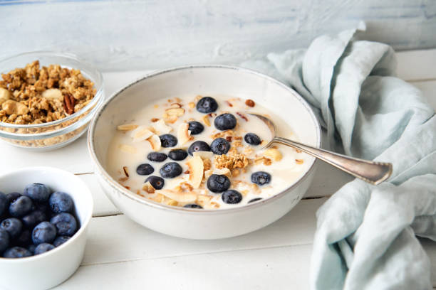 istock Granola with blueberries and nuts in a bowl 1466417277