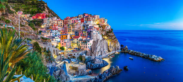 istock Manarola in Cinque Terre, Italy panorama at night 1466420397