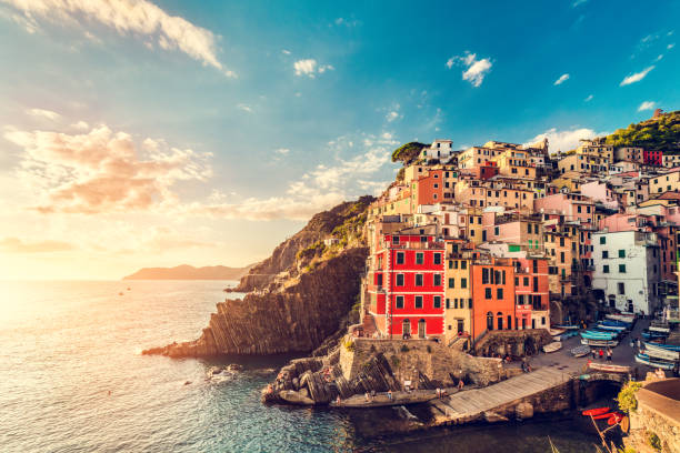 istock Riomaggiore in Cinque Terre, Italy at sunset 1466420864