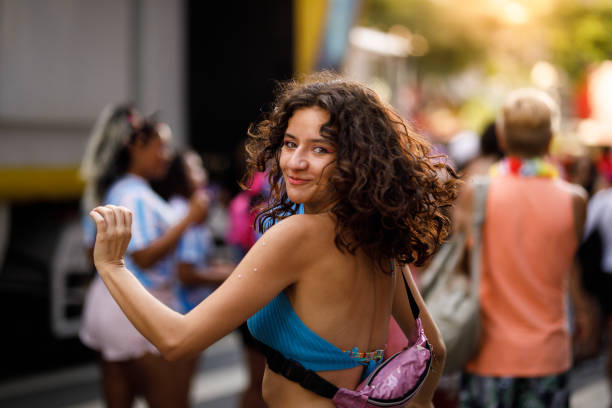 Brazilian Carnival. Group of friends celebrating street carnival party.