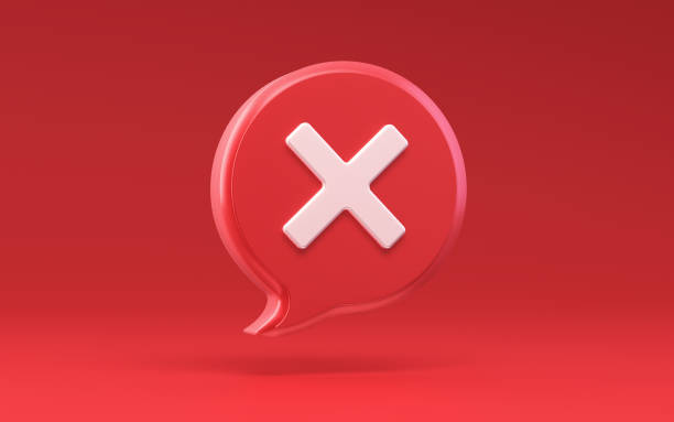 istock Speech Bubble With Crossed Checkmark icon, On Red Background, Clipping path 1466424055