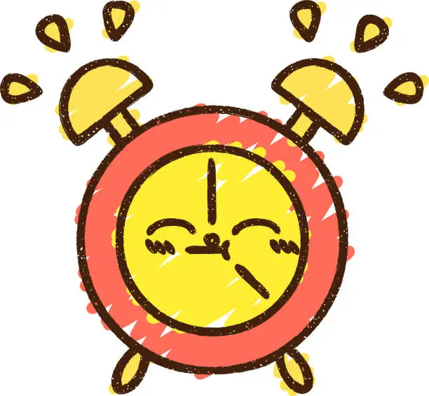 Vector illustration of Alarm Clock Chalk Drawing